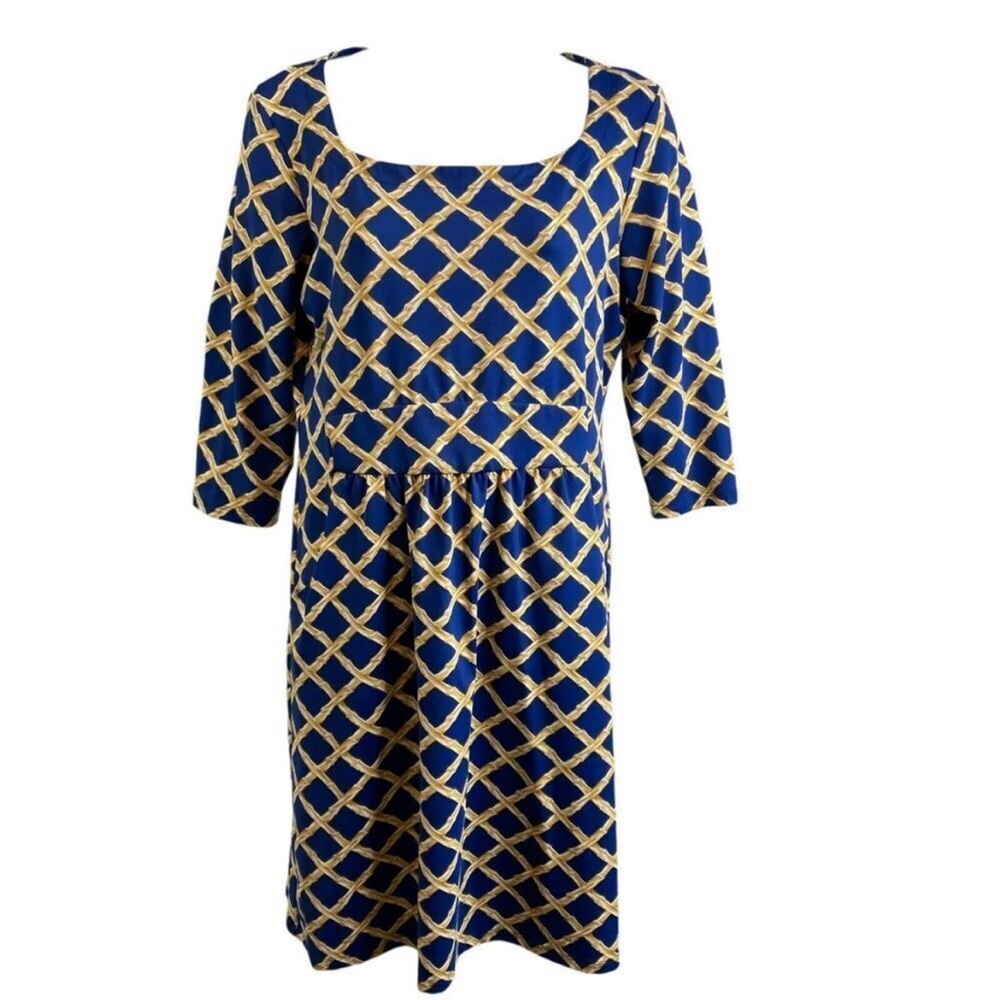 J McLaughlin Women's Catalina Cloth Bamboo Lattice Print Dress Size L Classic